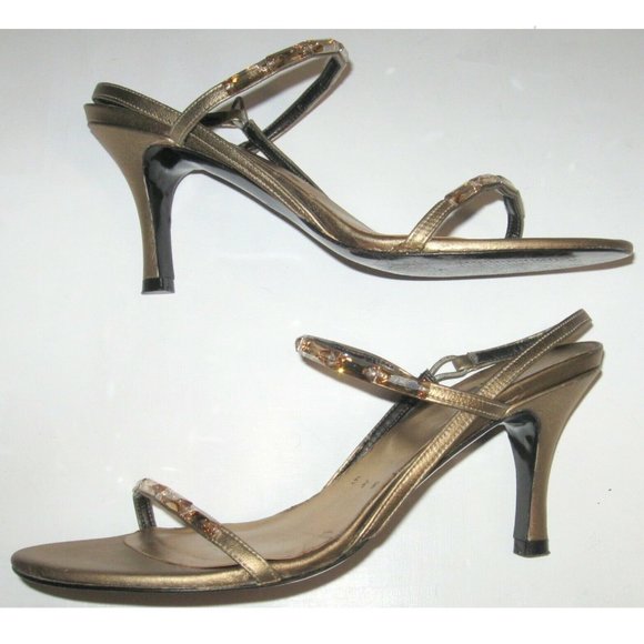 Size 5.5N Stuart Weitzman Champagne Crystal Heels - Picture 5 of 8